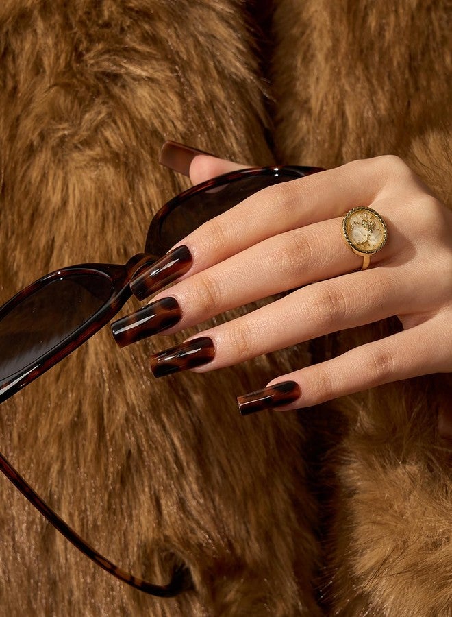 btartboxnails أظافر BTArtboxnails SOFTCOATTIPS اللاصقة - أظافر لاصقة طويلة مربعة الشكل بلون صدفة السلحفاة، 90 قطعة من أطراف الأظافر الجل الناعمة القابلة للإزالة بجودة صالونات التجميل، متوفرة بـ 15 مقاسًا - Image 3
